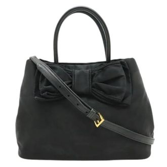 Prada Pre-owned Logo Jacquard Nylon 2way Tas - Dames - Vintage Handtas - Zwart - ONE Size - Nylon - Vintage