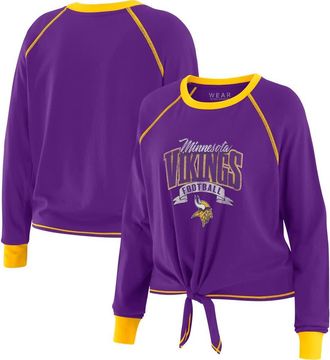 WEAR by Erin Andrews Womens WEAR by Erin Andrews Purple/Gold Minnesota Vikings Tie-Front Long Sleeve Top at Nordstrom, Size Xx-Large