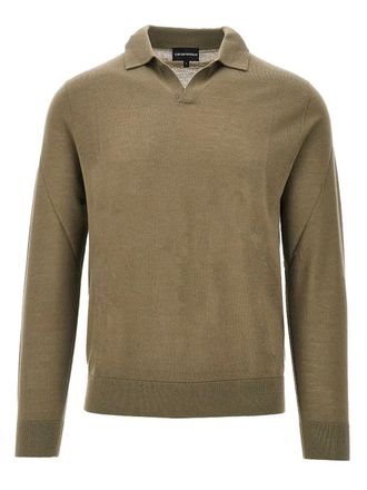 Emporio Armani V-neck top - men - Virgin Wool - L - Green