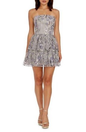 Dress The Population Callie Sequin Minidress in Dove Multi at Nordstrom Rack, Size Xx-Large