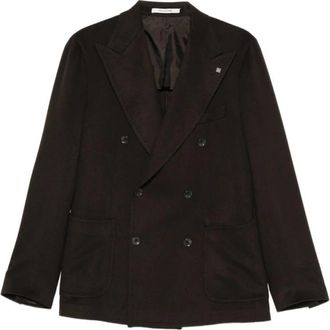 Tagliatore Pino Lerario Double-Breasted Jacket - Heren - Blazers - Bruin - L - Jassen