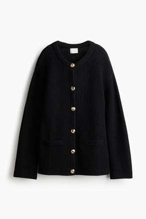 H&M Cardigan in Rippstrick - Schwarz