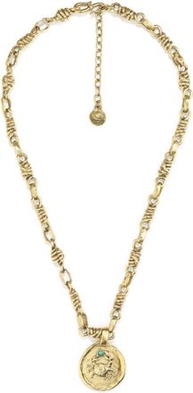 Goossens Talisman Cancer medal necklace - unisex - Brass/Natural Rock Crystal/24kt Gold Plate/Resin - One Size