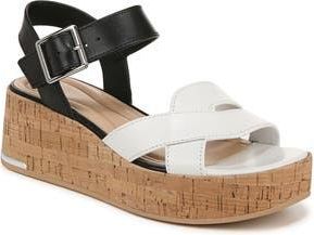Franco Sarto Tilly Ankle Strap Platform Wedge Sandal in Black/White at Nordstrom Rack, Size 5.5