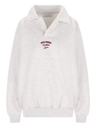 Giada Benincasa polo-neck embroidered sweatshirt - women - Cotton - L - Grey