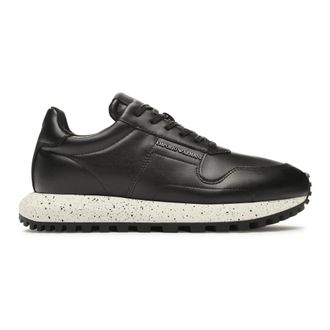 Emporio Armani Sneakers, male, Black, Size: 8 1/2 US Leather Sneakers