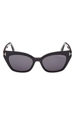 Tom Ford Juliette 52mm Cat Eye Sunglasses in Shiny Black /Smoke at Nordstrom Rack
