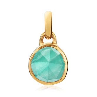 Monica Vinader Gold MV Siren Bezel Gemstone Small Pendant Amazonite