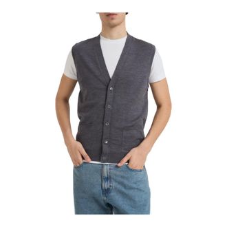 Alpha Studio Cardigans, male, Gray, 2XL, V-neck Gilet