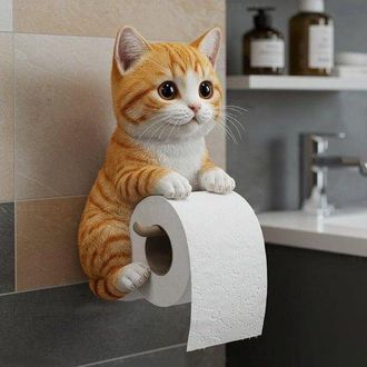 OEM Soporte Para Rollo De Arena Para Gatos, Soporte Para Toallas De Papel, Regalo &Uacute;nico Para Amantes De Los Gatos (blanco Y Gris)