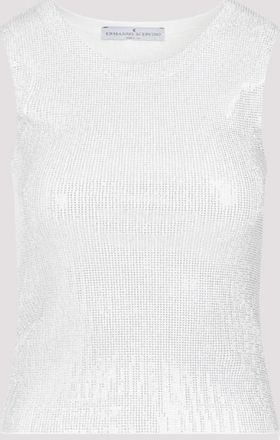 Ermanno Scervino Off White Tank Top With Crystals