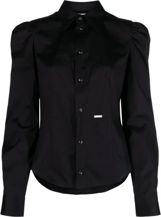 Dsquared2 Western logo-plaque shirt - women - Cotton/Spandex/Elastane - 44 - Black