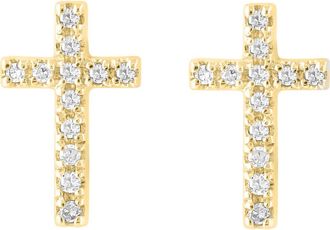 Effy 14K Yellow Gold Diamond Cross Stud Earrings at Nordstrom Rack