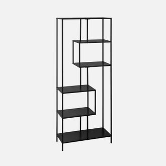 Sweeek Sweeek - Estanter&iacute;a Asim&eacute;trica De 6 Niveles En Metal Negro, Industrielle, Negro, 77x33x185 Cm