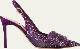 Gianvito Rossi Crystal Organza Slingback Pumps