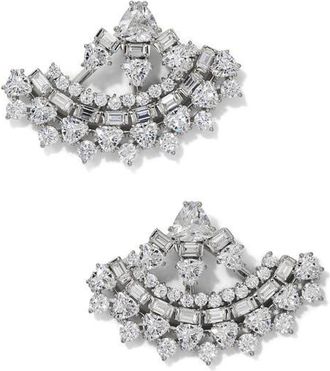Nadri Luxor Fan Crystal Jacket Earrings in Rhodium at Nordstrom