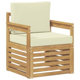 vidaXL 2 Pieza Conjunto De Sof&aacute;s De Exterior Poli&eacute;ster Blanco Y Crema Vidaxl