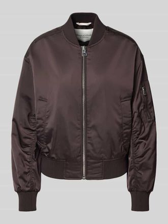 Marc O'Polo Regular Fit Bomberjacke mit Stehkragen in Dunkelbraun, Größe 34