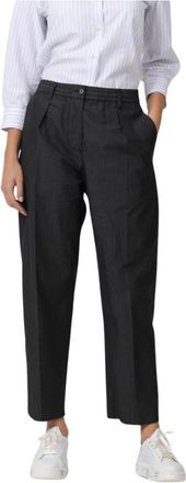 Aspesi Casual Katoenen Broek - Dames - Straight fit broeken - Zwart - XS - Katoen - Broeken