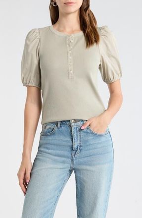 Paige Brandy Puff Sleeve Shirt in Sea Mist at Nordstrom, Size Xx-Small
