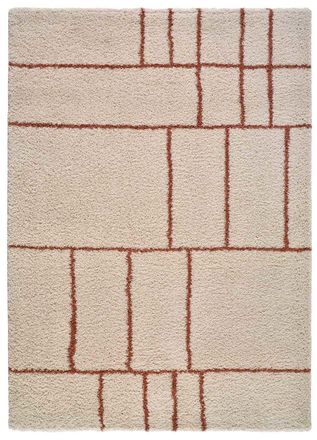 Atticgo Alfombra de pelo largo geometrica beige/caldera 160x230 cm