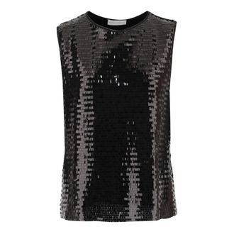 Niccol&ograve; Pasqualetti Sleeveless Tops, female, Black, Size: XS Carta Tank Top