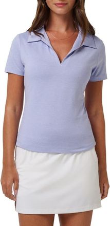Travis Mathew Skyloft Light Short Sleeve Polo in Heather Soft Blue at Nordstrom, Size X-Small