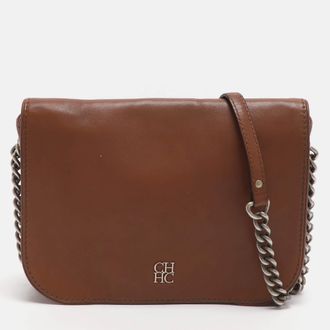 Carolina Herrera New Baltazar Brown Leather Shoulder Bag