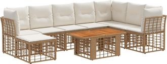 vidaXL Conjunto De Sof&aacute;s De Jard&iacute;n 9 Uds. Natural Y Crema Vidaxl