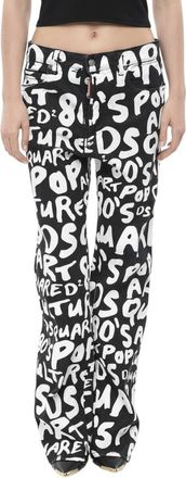 Dsquared2 BlackWhite Flared Mid Rise Jeans