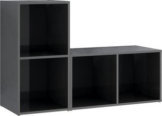 vidaXL Vidaxl - tv Cabinets 2 pcs High Gloss Grey 72x35x36.5 cm Engineered Wood