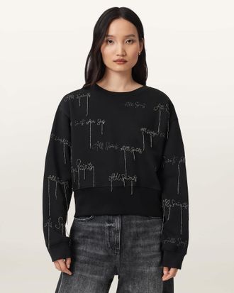 AllSaints Cotton AllSaints Embellished Separo Sweatshirt, Size: XS