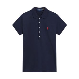 Polo Ralph Lauren Polo Shirts, female, Blue, Size: XS Slim Fit Stretch Polo Shirt