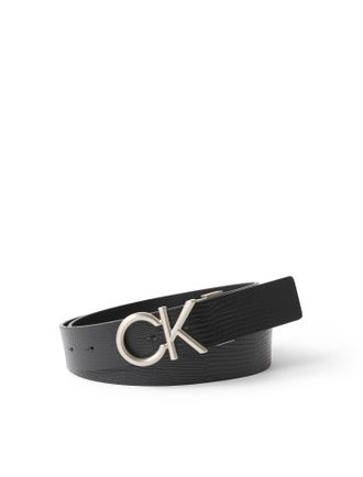Calvin Klein Lederg&uuml;rtel CALVIN KLEIN CK HALLMARK LOGO 35MM ADJ, Herren, Gr. 11,5, schwarz (schwarz, pewter), Rindsleder, unifarben, G&uuml;rtel Lederg&uuml;rtel