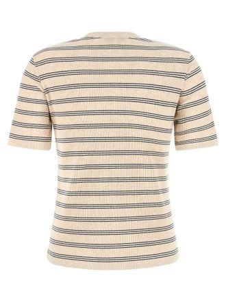 Maison Kitsun&eacute; Striped Organic Cotton T-Shirt - Beige