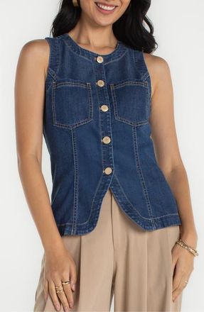 Liverpool L.A. Denim Split Front Vest in Wilder at Nordstrom, Size X-Large P