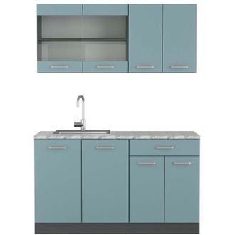 Vicco Cocina Vers&aacute;til R-line, Gris Azulado/antracita, 140 Cm, Et M&aacute;rmol