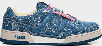 Fendi Match Floral Denim-Effect Jacquard Low-Top Sneakers