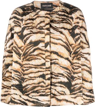 Roberto Cavalli animal-print jacket - women - Viscose - 38 - Neutrals