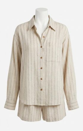 Z Supply Alfie Striped Button Up Top In Linen