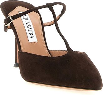 Aquazzura Womens Sorbonne Mule Brown Goat Leather Heels