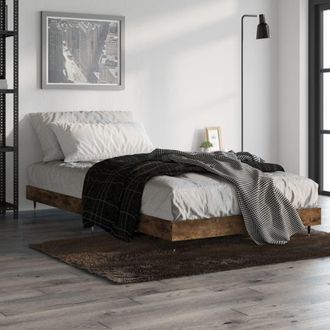 vidaXL Estructura De Cama Sin Colch&oacute;n Madera Roble Ahumado 100x200 Cm Vidaxl