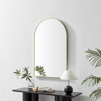 Furniturebox Charlie Gold Metal Large 110x70cm Ovemantle Arch Mirror | Size: 110x70 cm
