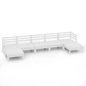 vidaXL Vidaxl - Juego De Muebles De Jard&iacute;n 7 Pzas Madera Maciza De Pino Blanco