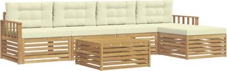 vidaXL Conjunto De Sof&aacute;s De Exterior 7 Uds. Blanco Y Crema Poli&eacute;ster Vidaxl