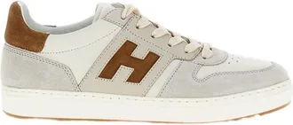 Hogan Leather Low-Top Sneakers with Contrast Suede Inserts