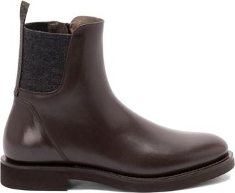 Brunello Cucinelli 30mm Monili-chain Leather Ankle Boots