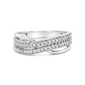 House of Brilliance 10K White Gold 1/2 Cttw Princess Diamond Split Shank Band Ring