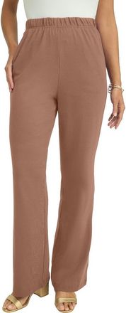 Jessica London Soft Ease Wide Leg Pant in Creamy Mocha at Nordstrom, Size Small
