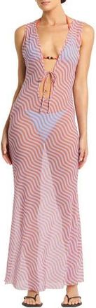 Bond-Eye Harper Cover-Up Maxi Dress in Sunbaked Stripe at Nordstrom Rack, Size Xs/s